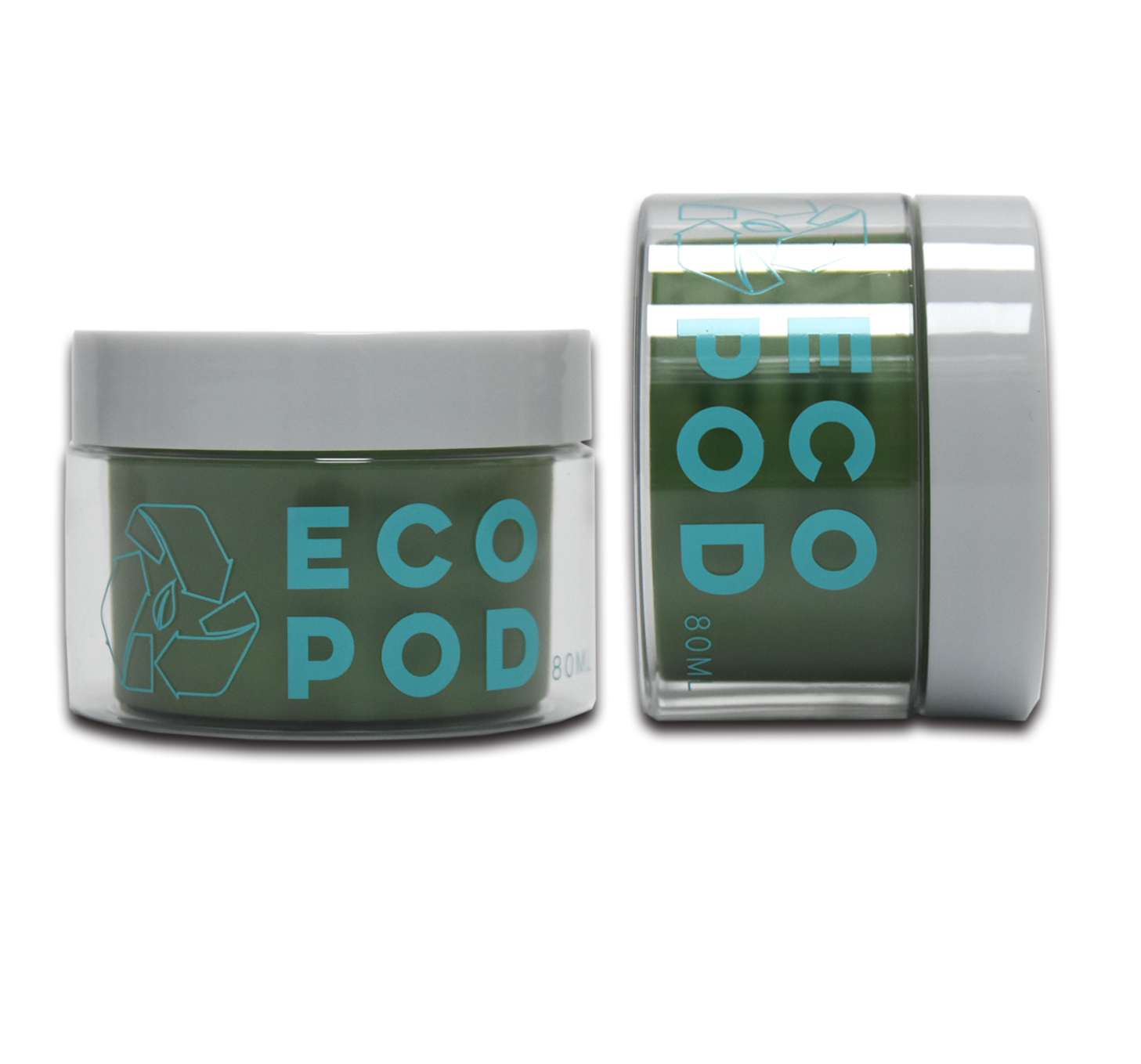 80g 100g Double Layer Plastic Green Makeup Cream Jar Empty Cosmetic Container for Cream Packaging