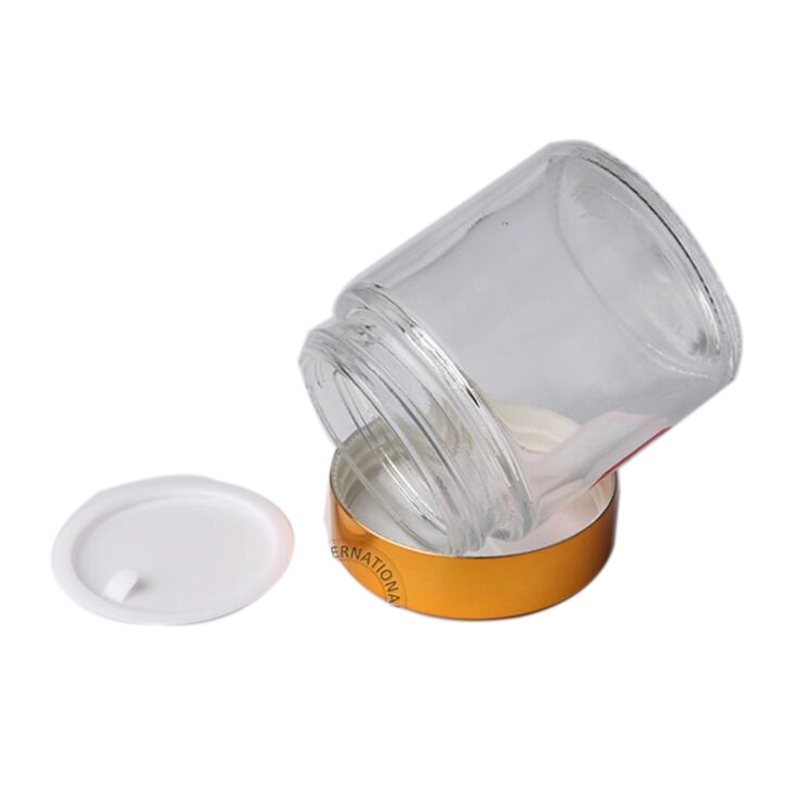 80g 120g jar bottle glass modern glass jar Facial Cream jar with UV Gold Screw Cap