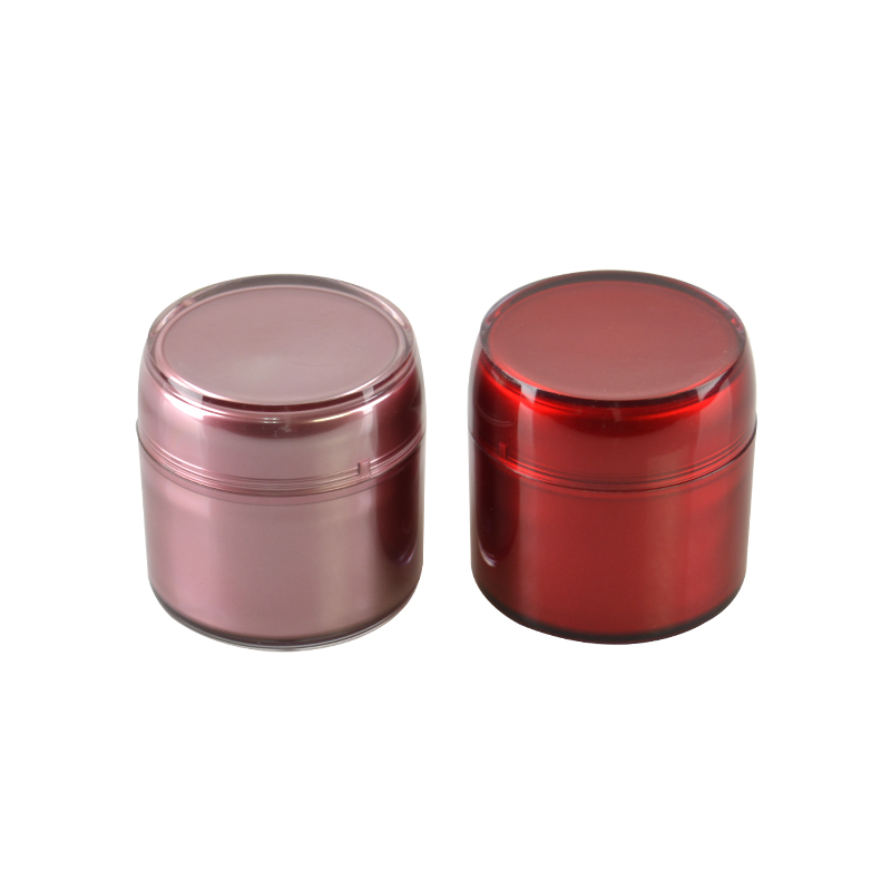 80g Red Pink MS Material Plastic Skincare Cream Jar Round Shape Cosmetic Jar with Plastic Cap
