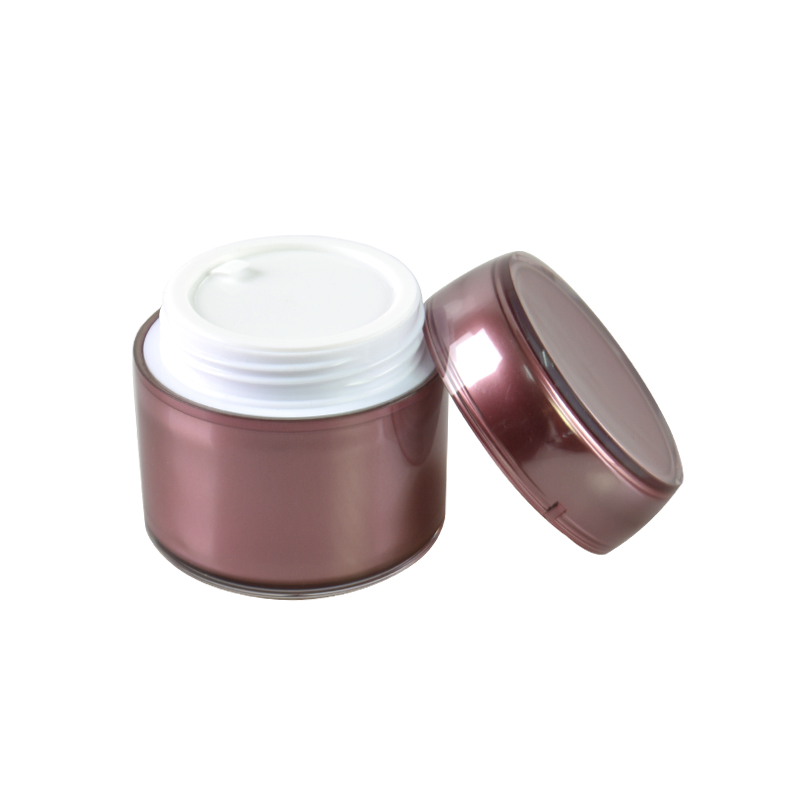 80g Red Pink MS Material Plastic Skincare Cream Jar Round Shape Cosmetic Jar with Plastic Cap