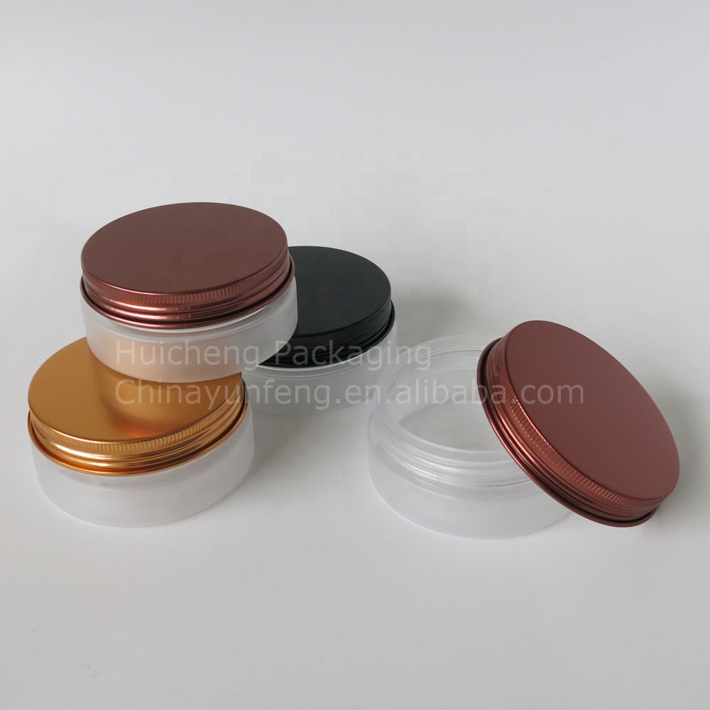 80g clear frost plastic cosmetic jar with metal screw lids