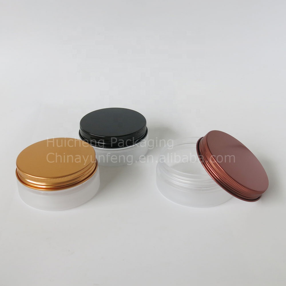 80g clear frost plastic cosmetic jar with metal screw lids