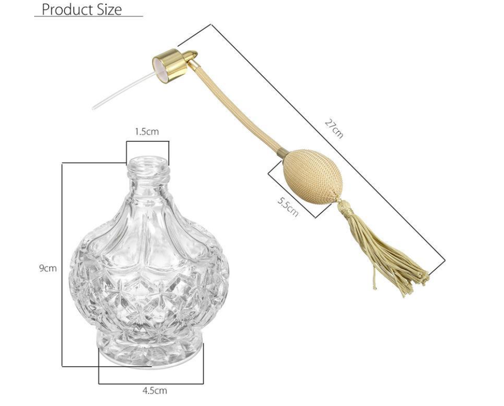 80mL Charming Clear Checked Carved Glass Empty Refillable Perfume Bottle with Spray Atomizer