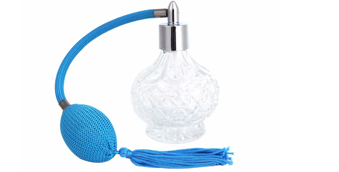 80mL Charming Clear Checked Carved Glass Empty Refillable Perfume Bottle with Spray Atomizer
