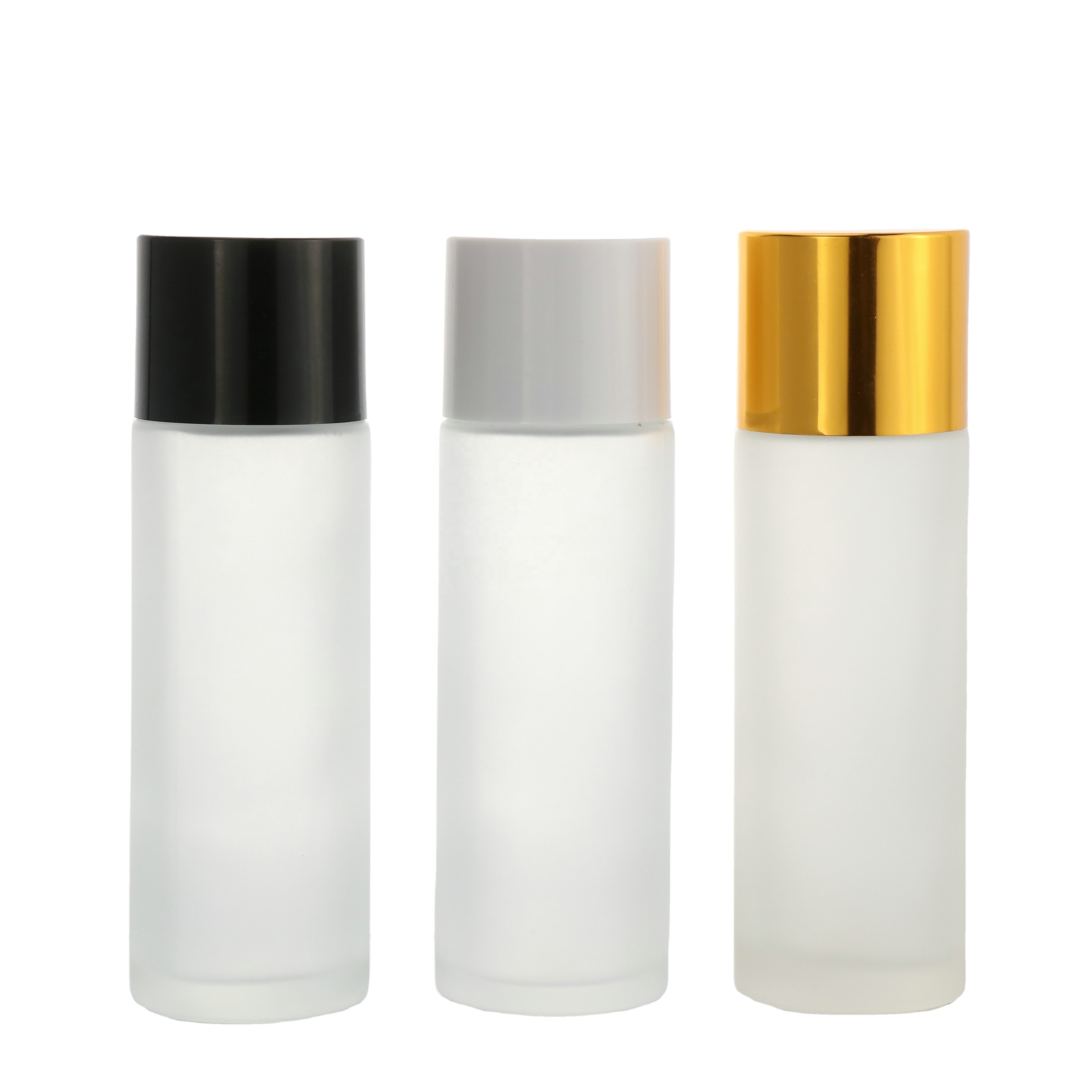 80ml 100ml 120ml 150ml cosmetic packaging frosted glass toner bottle with black white sliver cap