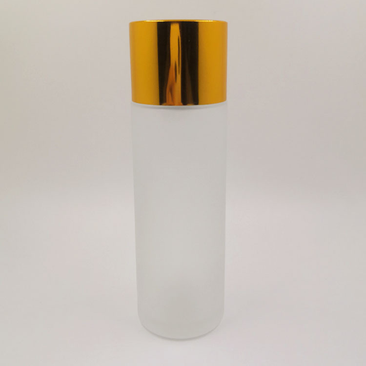 80ml 100ml150ml transparent/frosted straight round toner glass bottle with matte silver/shiny silver/black/white/gold color caps
