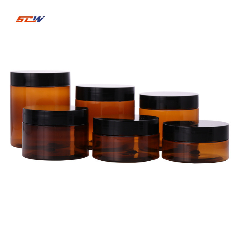 80ml 120ml 150ml 200ml 250ml Amber PET Bottle Straight Barrel Small Bottle Box Skin Care Products Round Plastic Empty Bottle