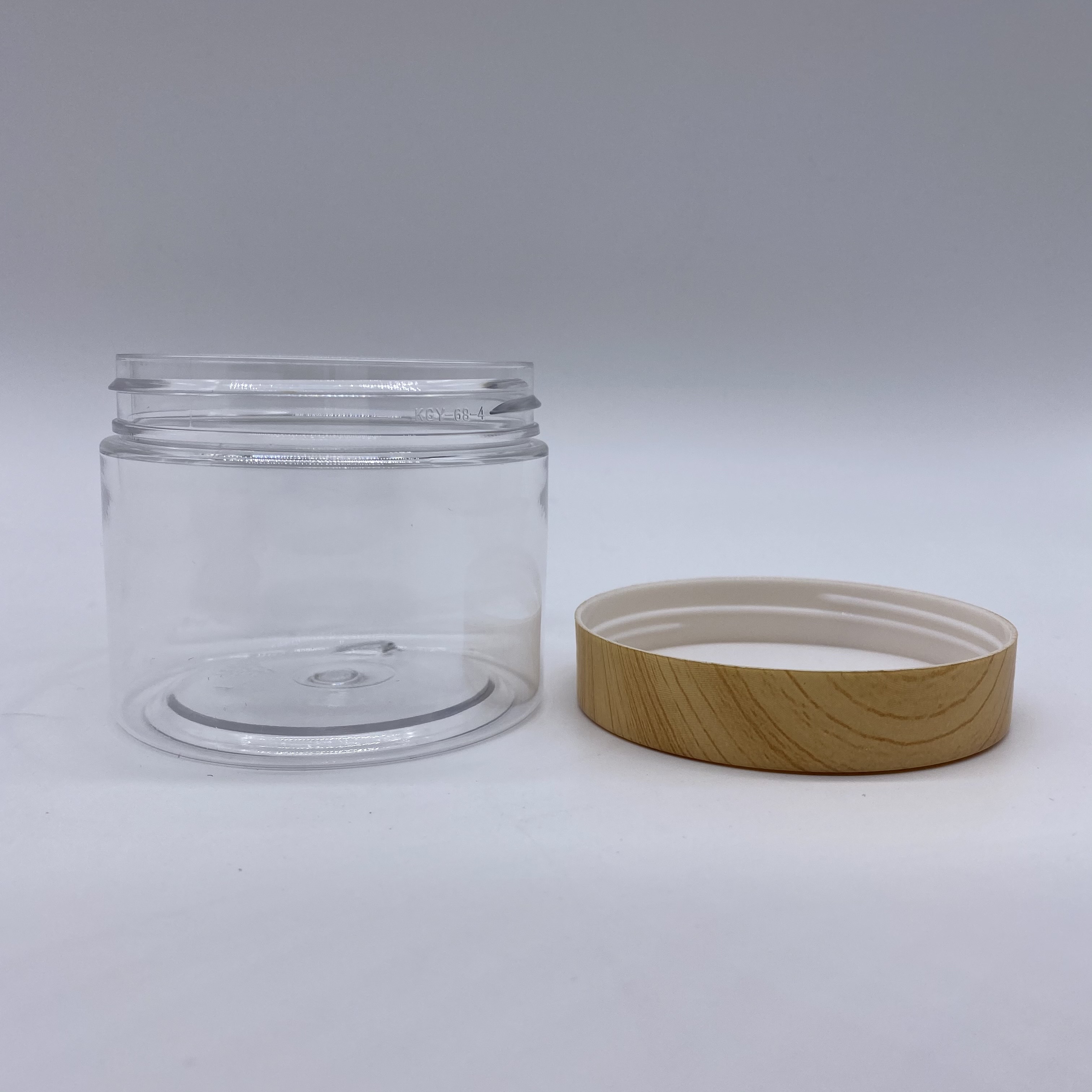 80ml 150ml 200ml round transparent wooden cover PET emulsion storage bottle