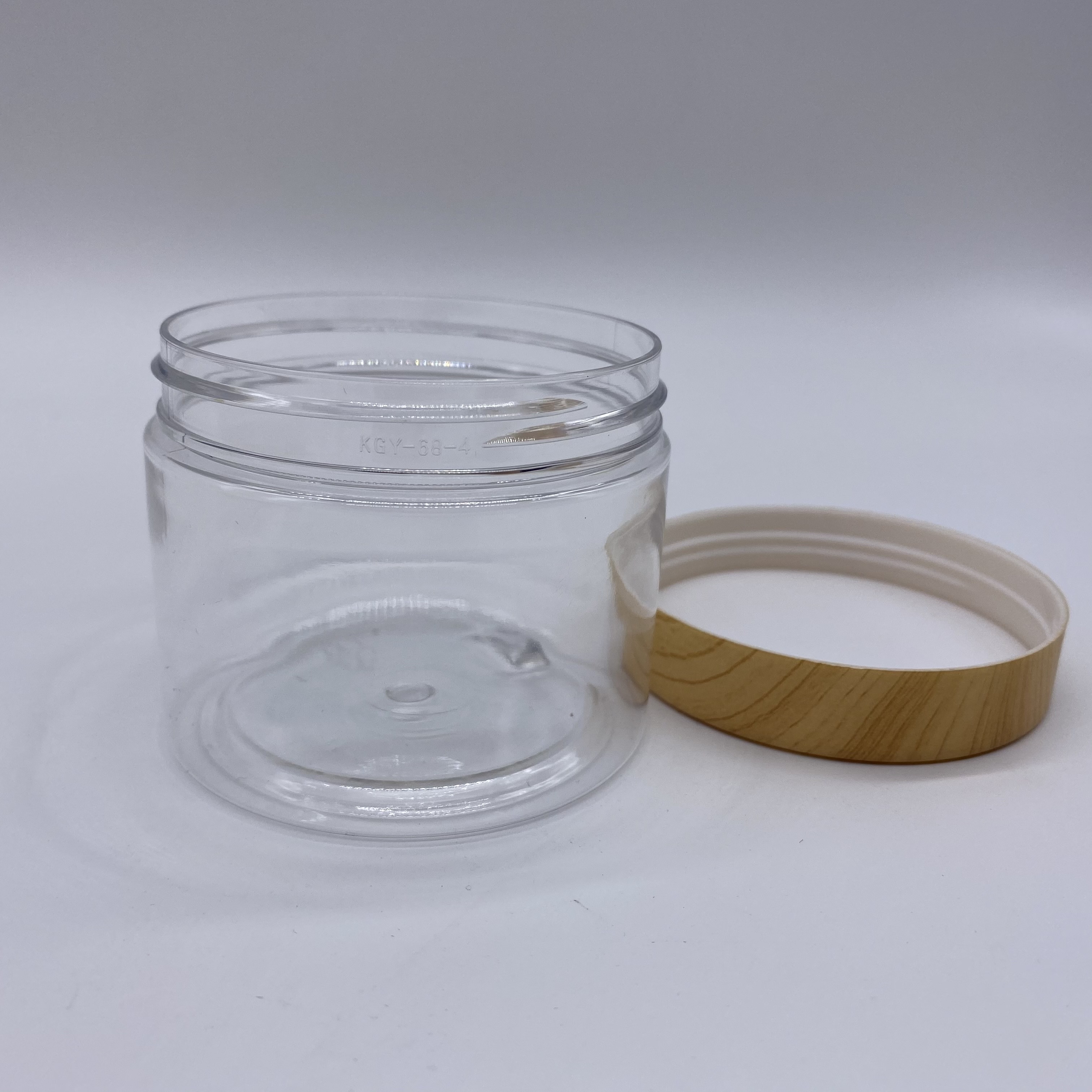 80ml 150ml 200ml round transparent wooden cover PET emulsion storage bottle