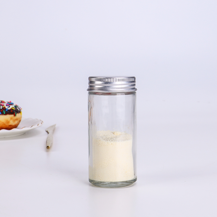80ml Clear Round Glass Spice Jar For Pepper Salt BBQ Use Glass Bottle With Metal Shaker
