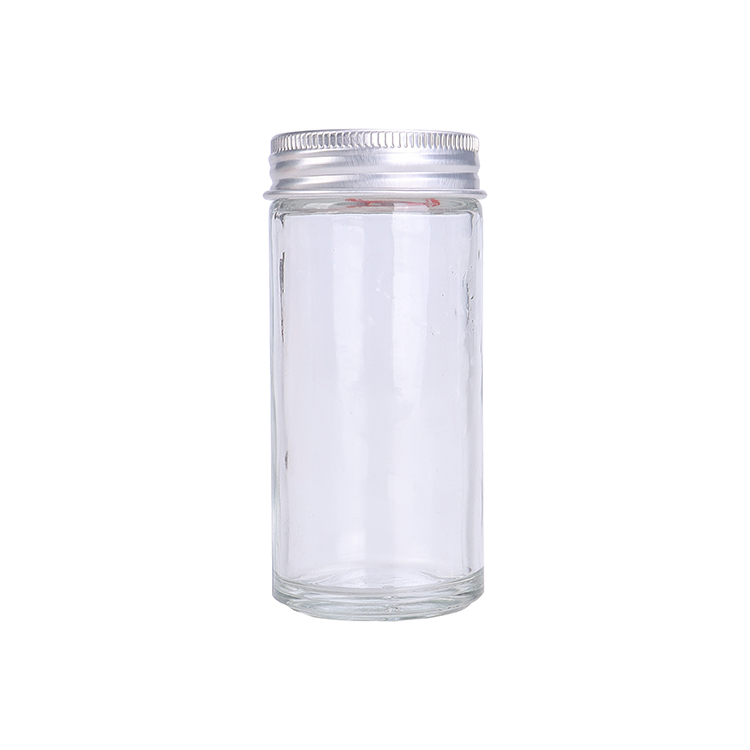 80ml Clear Round Glass Spice Jar For Pepper Salt BBQ Use Glass Bottle With Metal Shaker