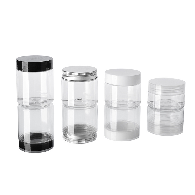 80ml Cosmetic Packaging Body Butter Container PET plastic jar with transparent white black plastic lid