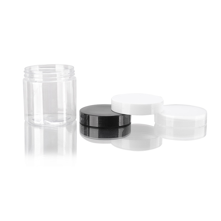 80ml Cosmetic Packaging Body Butter Container PET plastic jar with transparent white black plastic lid