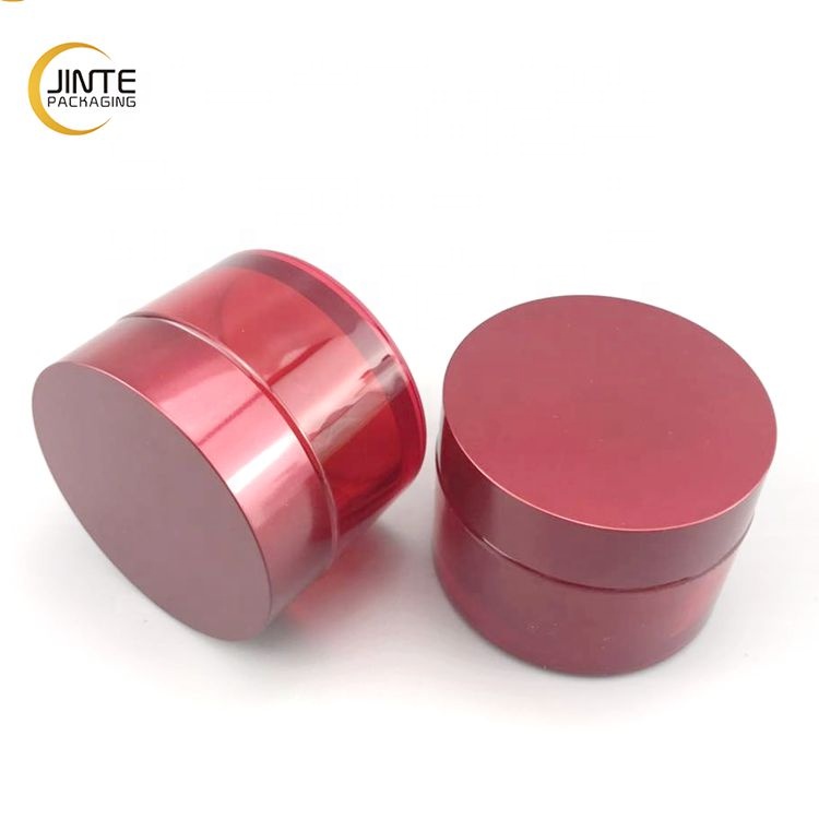 80ml Cosmetic Packaging PETG Transparent Red Plastic Jar with UV Cap for Storing Creams Lotions