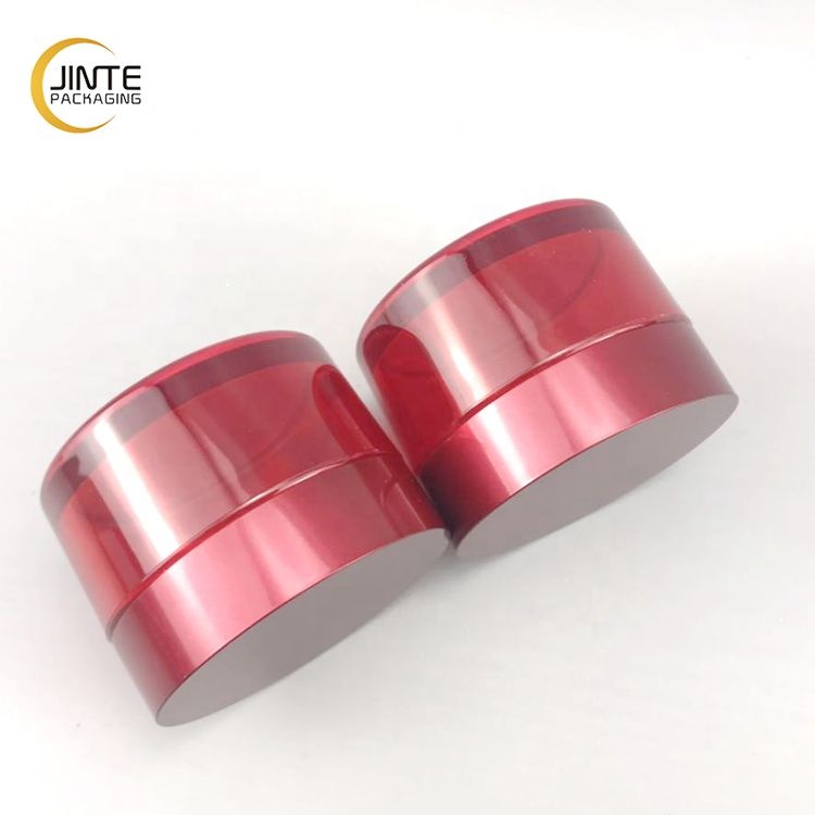 80ml Cosmetic Packaging PETG Transparent Red Plastic Jar with UV Cap for Storing Creams Lotions