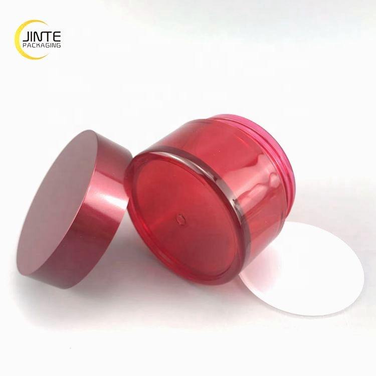 80ml Cosmetic Packaging PETG Transparent Red Plastic Jar with UV Cap for Storing Creams Lotions