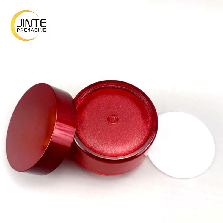 80ml Cosmetic Packaging PETG Transparent Red Plastic Jar with UV Cap for Storing Creams Lotions
