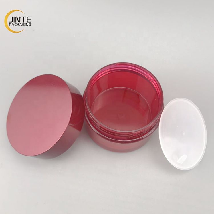 80ml Cosmetic Packaging PETG Transparent Red Plastic Jar with UV Cap for Storing Creams Lotions