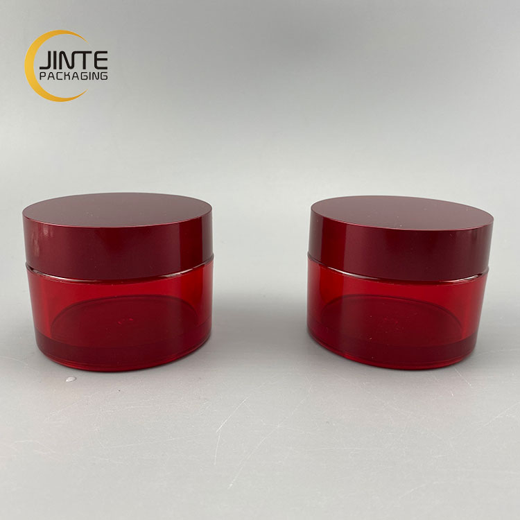 80ml Luxury Special Custom Red color PETG Plastic Jar with red cap for Skin care products