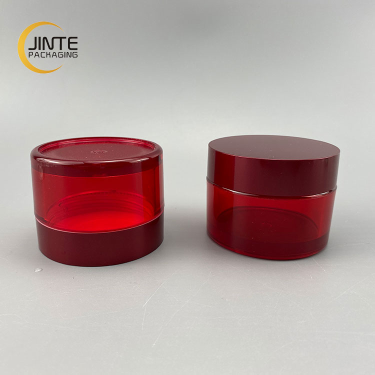 80ml Luxury Special Custom Red color PETG Plastic Jar with red cap for Skin care products