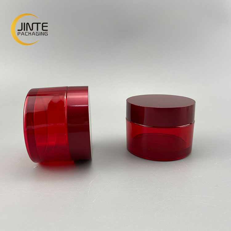 80ml Luxury Special Custom Red color PETG Plastic Jar with red cap for Skin care products
