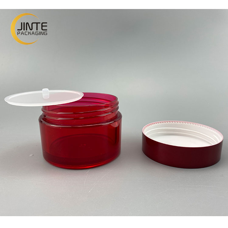 80ml Luxury Special Custom Red color PETG Plastic Jar with red cap for Skin care products