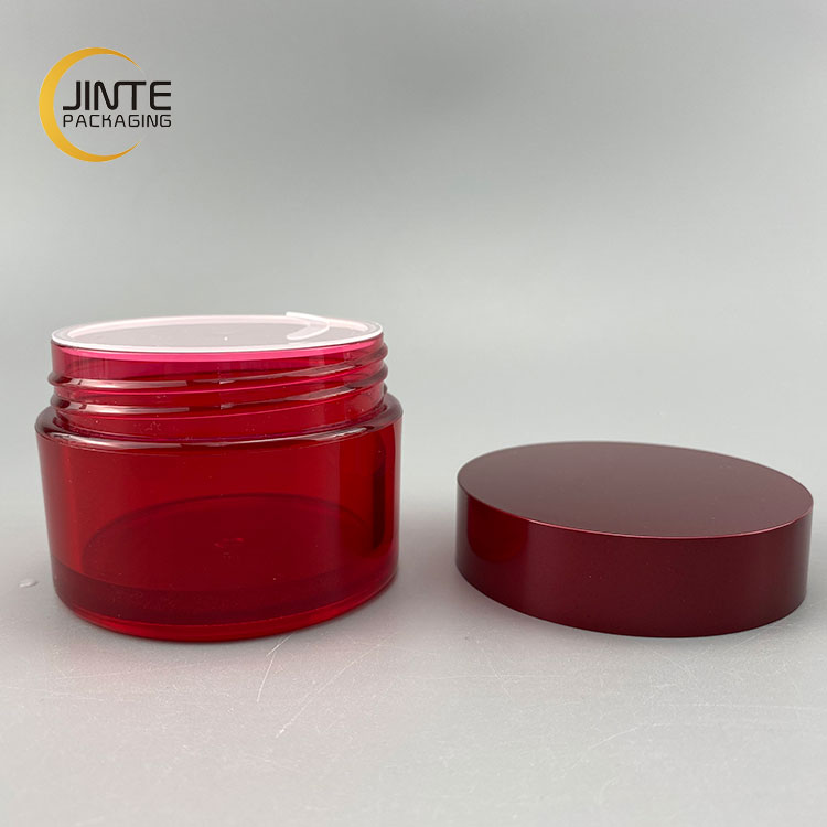 80ml Luxury Special Custom Red color PETG Plastic Jar with red cap for Skin care products
