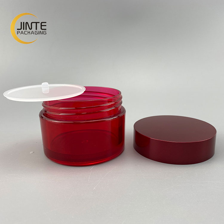 80ml Luxury Special Custom Red color PETG Plastic Jar with red cap for Skin care products