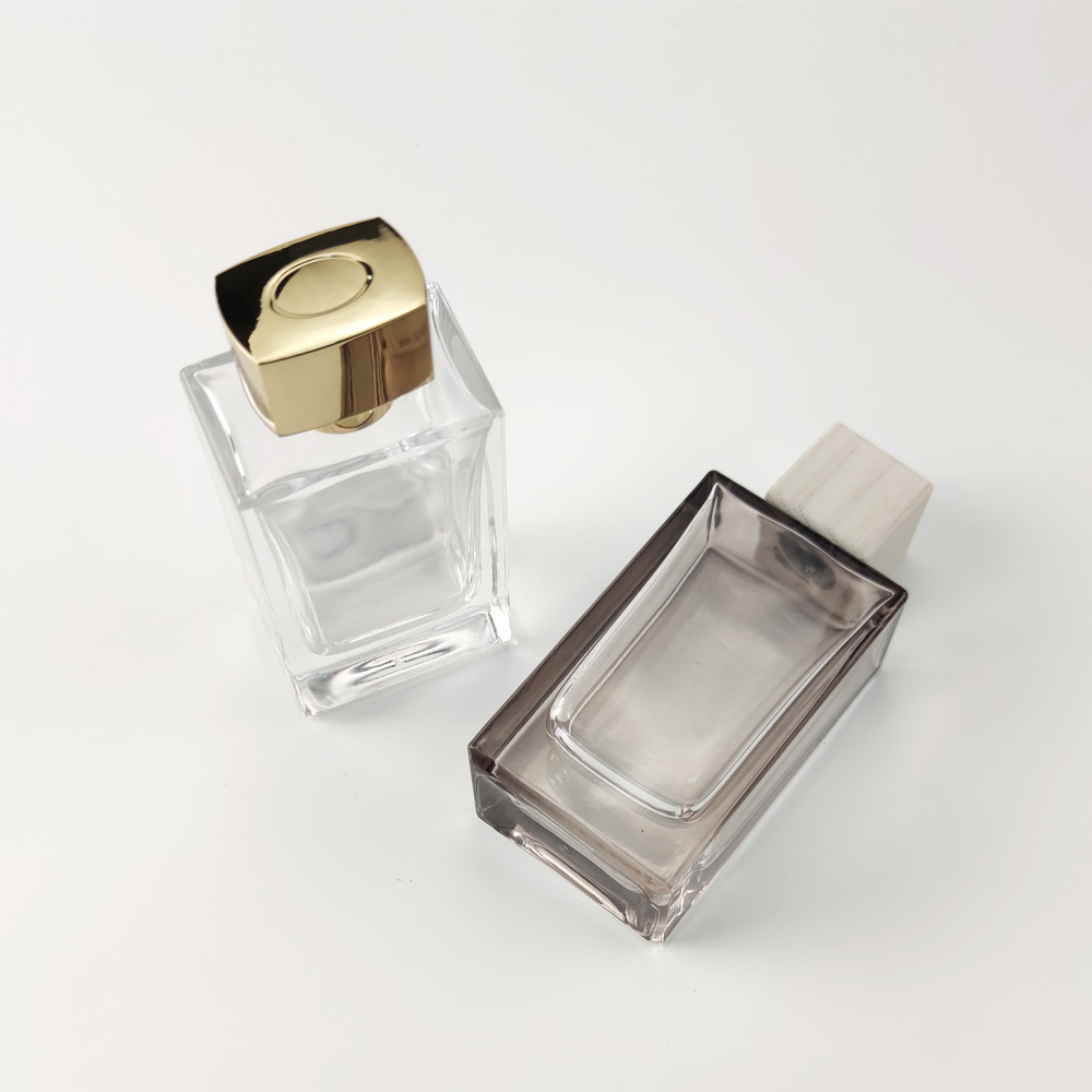 80ml crystal clear grey coated color glass crimp pump perfume bottle square wholesale