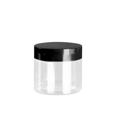 80ml empty clear skin care cream jar 80g PET plastic jar with black lid 59*49mm