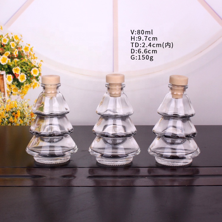 80ml small Christmas tree shape pharmaceutical glass bottles with stopper