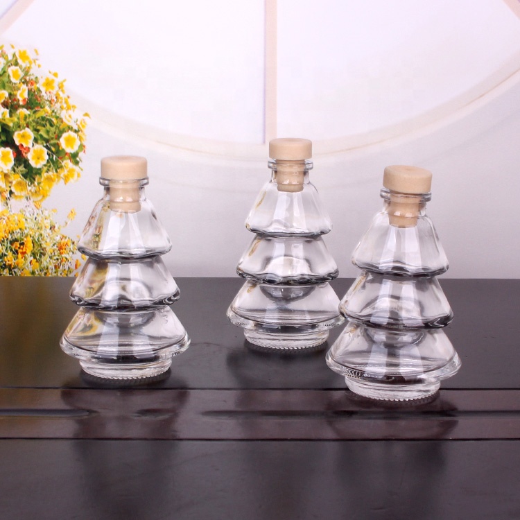 80ml small Christmas tree shape pharmaceutical glass bottles with stopper