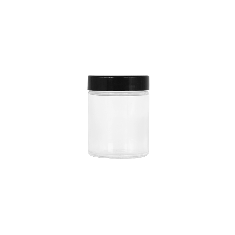 80ml wholesale clear round glass cosmetic jar with black screw cap