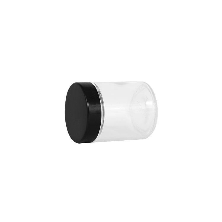 80ml wholesale clear round glass cosmetic jar with black screw cap