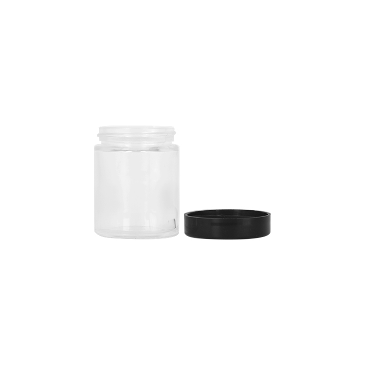 80ml wholesale clear round glass cosmetic jar with black screw cap