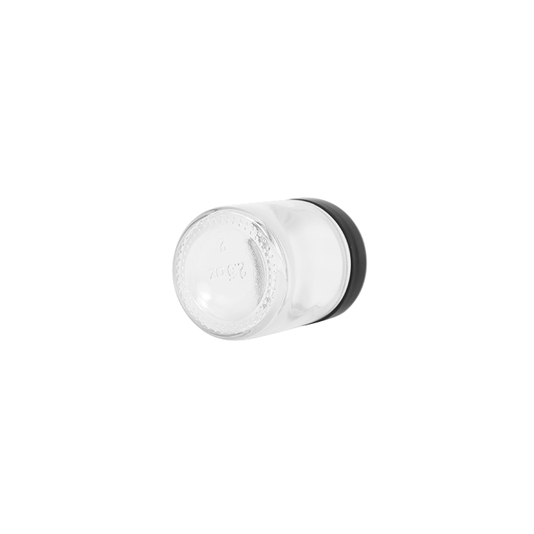 80ml wholesale clear round glass cosmetic jar with black screw cap