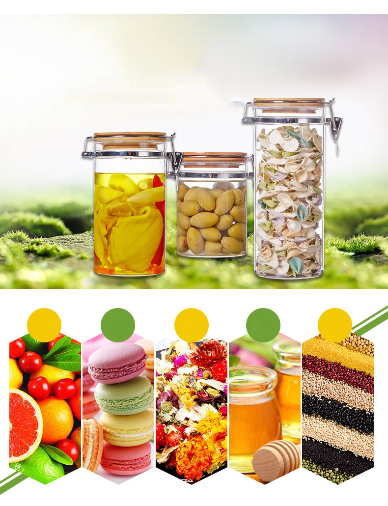 850ML 1200ML 1600ML Hermetic glass jar for food With Clip and lid borosilicate Glass Storage Jar