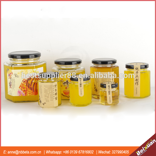 85ml 250ml Hexagon glass honey /Jam / spice jar/glass bottle