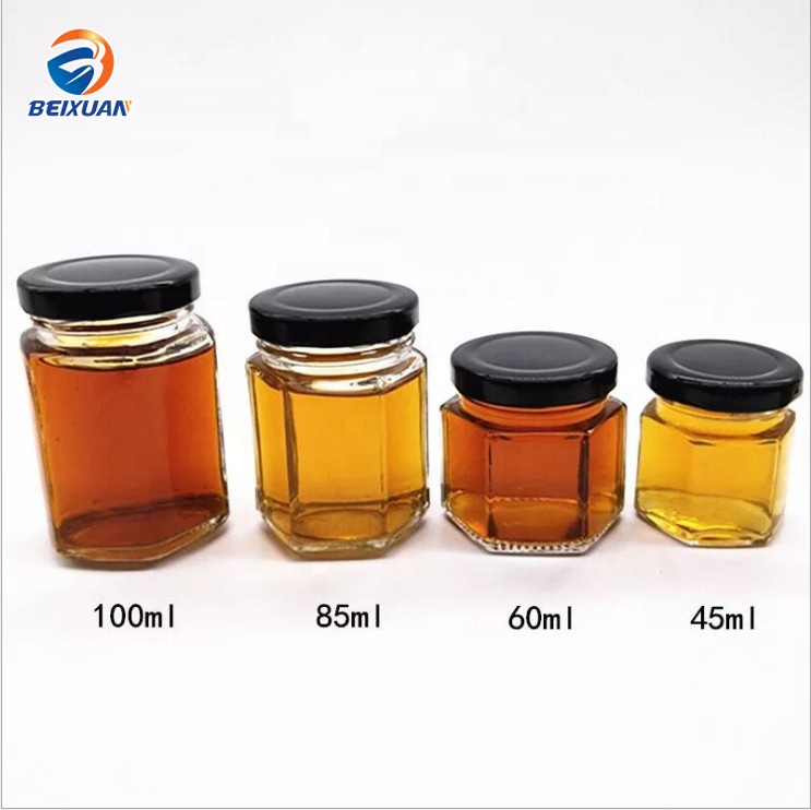 85ml 250ml Hexagon glass honey /Jam / spice jar/glass bottle