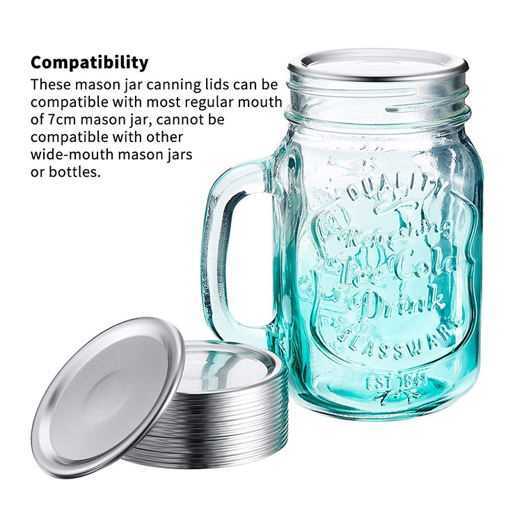 86mm Regular Mouth Canning Tinplate Mason Jar Lids Reusable Wide Mouth Leak-Proof Seal Mason Canning Cover with Seal Rings
