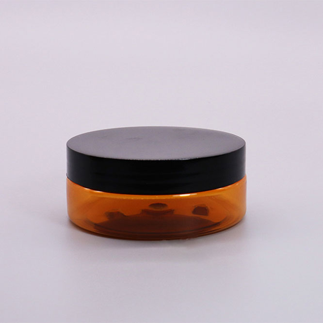 89mm 150ml Amber Tea Color Clear Wide Pet Cosmetic Jars With Plastic Black Lids For Hair Products