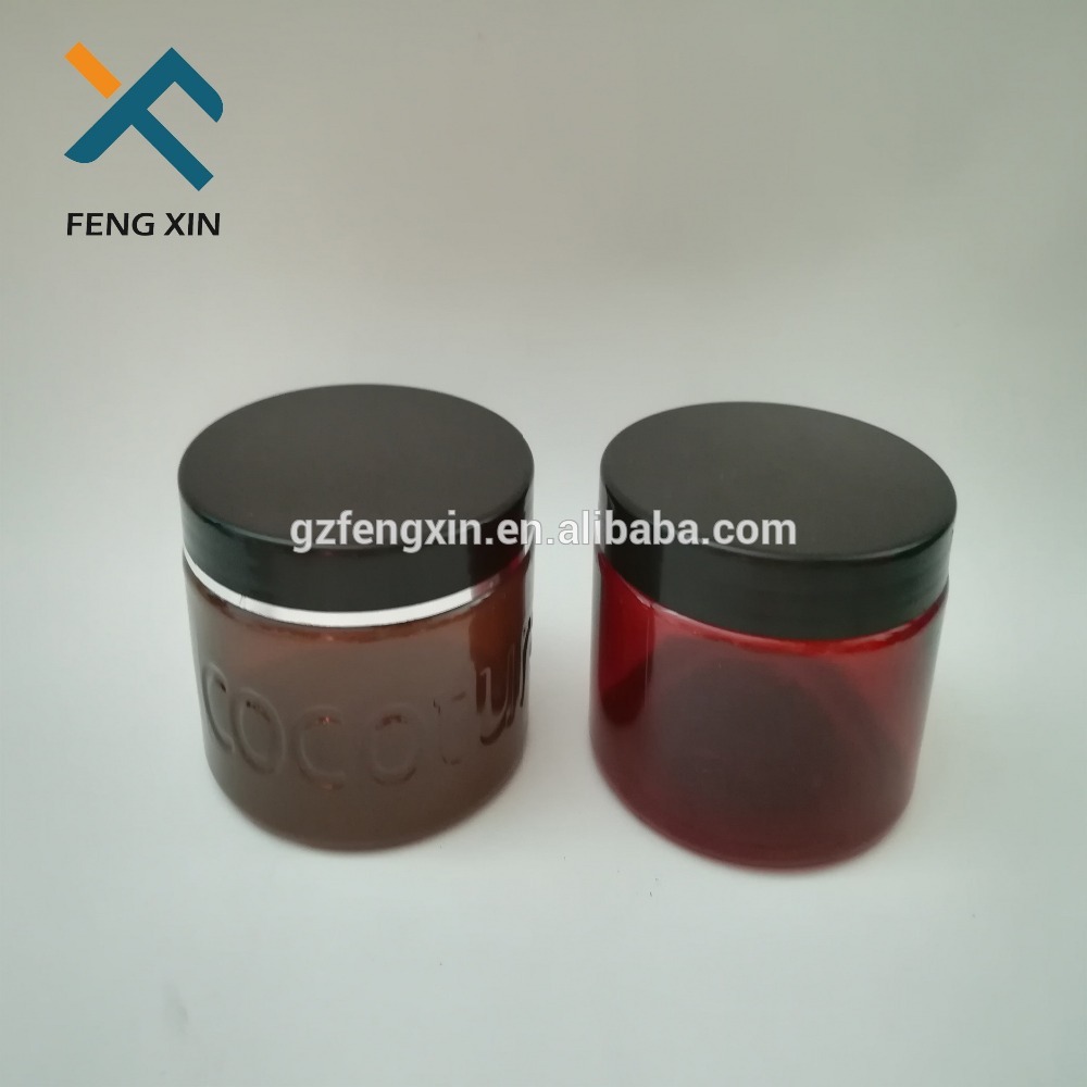 89mm/410 size amber color PET plastic jar with black cap