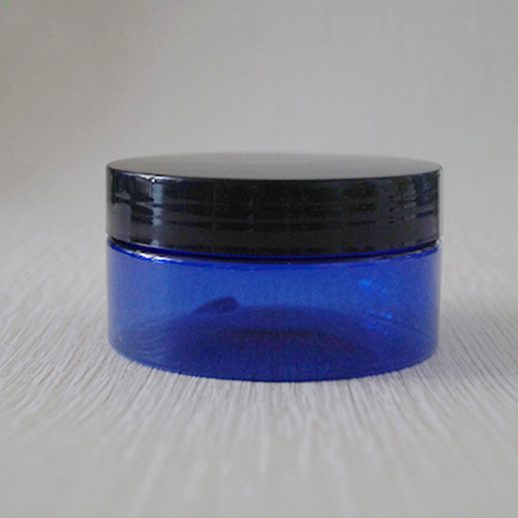 89mm mouth cream storage plastic pet blue 200g jars with black plastic cap