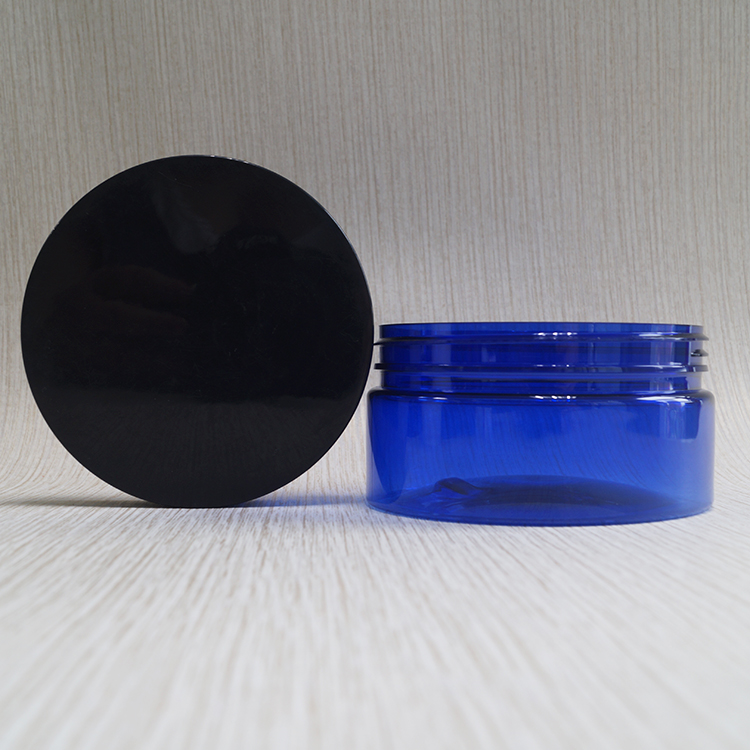 89mm mouth cream storage plastic pet blue 200g jars with black plastic cap