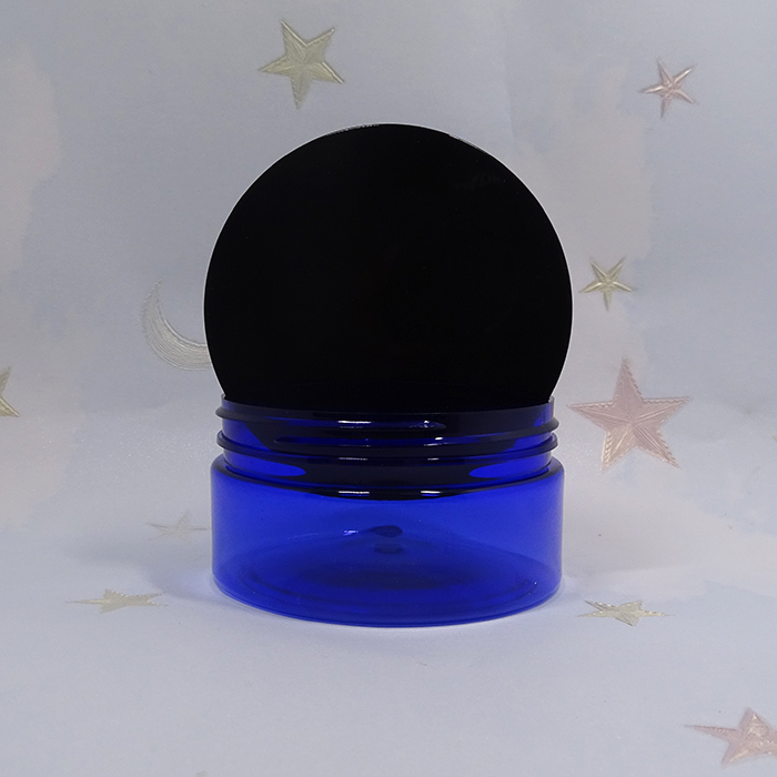 89mm mouth cream storage plastic pet blue 200g jars with black plastic cap