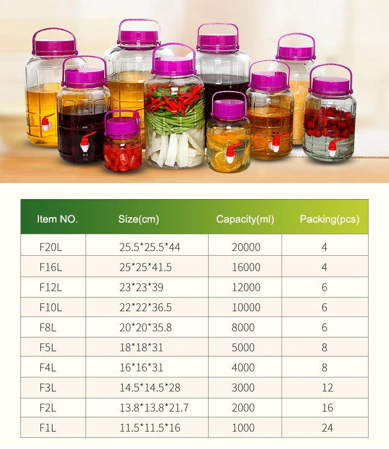 8L Glass Jar with Airtight Lid for Kitchen Storage and Home Brewing Glass Fermentor