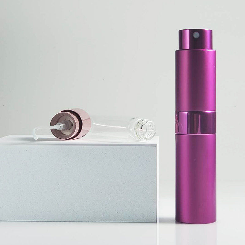 8ML 10ML 15ML Empty Metal Aluminum Twist Up Pocket Glass Inner Perfume Atomizer With Pump Sprayer