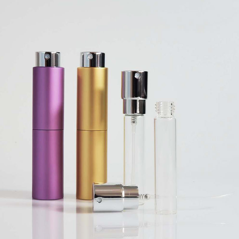 8Ml 10Ml 15Ml 20Ml Modern Black Matte Aluminium Refill Pocket Mouth Twist Bottle Spray Atomizer Perfume