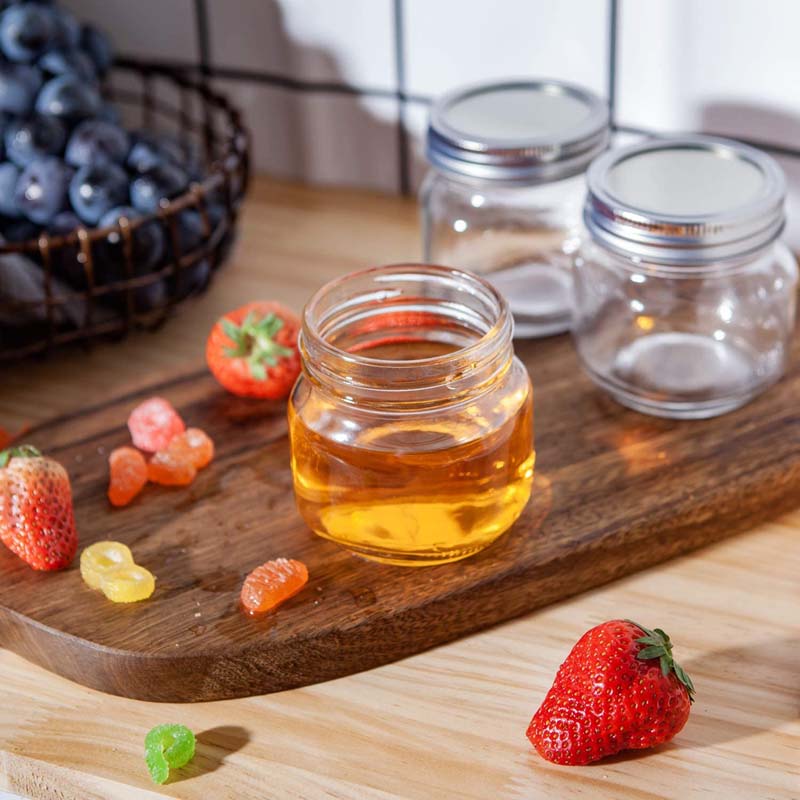 8OZ 240ML Mini Glass Mason Jar Canister Set with Tinplate Metal Screw Caps