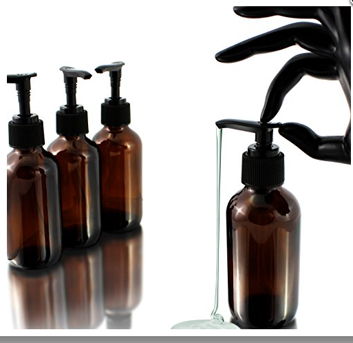 8OZ/240ml amber Glass Boston Round Bottles with Lotion Pump Sprayer